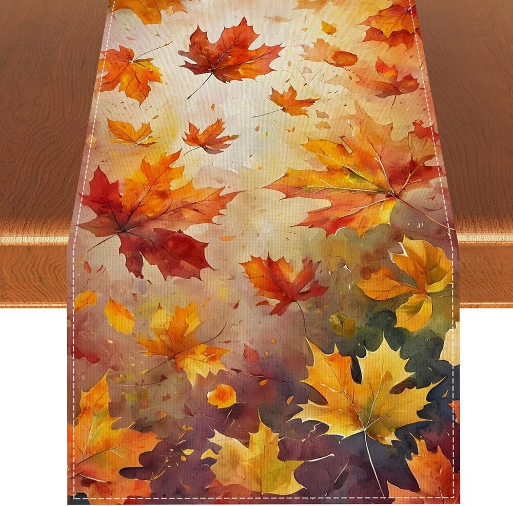 Maple Leaves Fall Table Runner,Autumn Thanksgiving Harvest